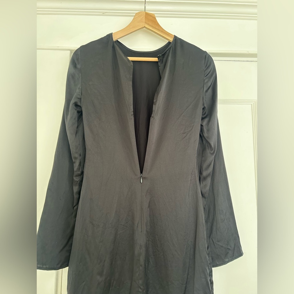 Reformation Silk Black Bernadette Long Sleeve Mini Dress, Size 0 - Picture 9 of 11